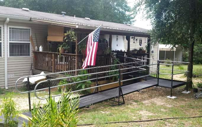 The Amramp Pensacola team installed this 24 ft. ramp at a home in DeFuniak Springs, FL.