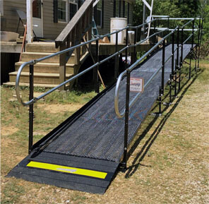 A ramp installed by our Birmingham, AL team that leads to customers deck, giving them easier access to their home in Morris, AL.