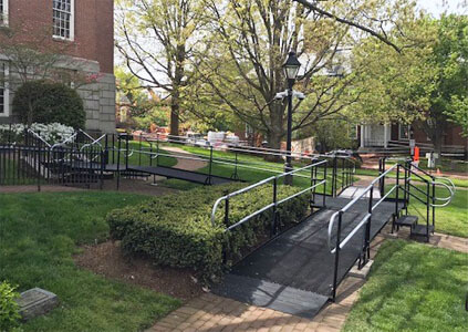 Amramp of DC/Maryland recently traveled to State Circle in Annapolis, MD in order to install a variety of different styles of ramps in order to make the area accessible and safe