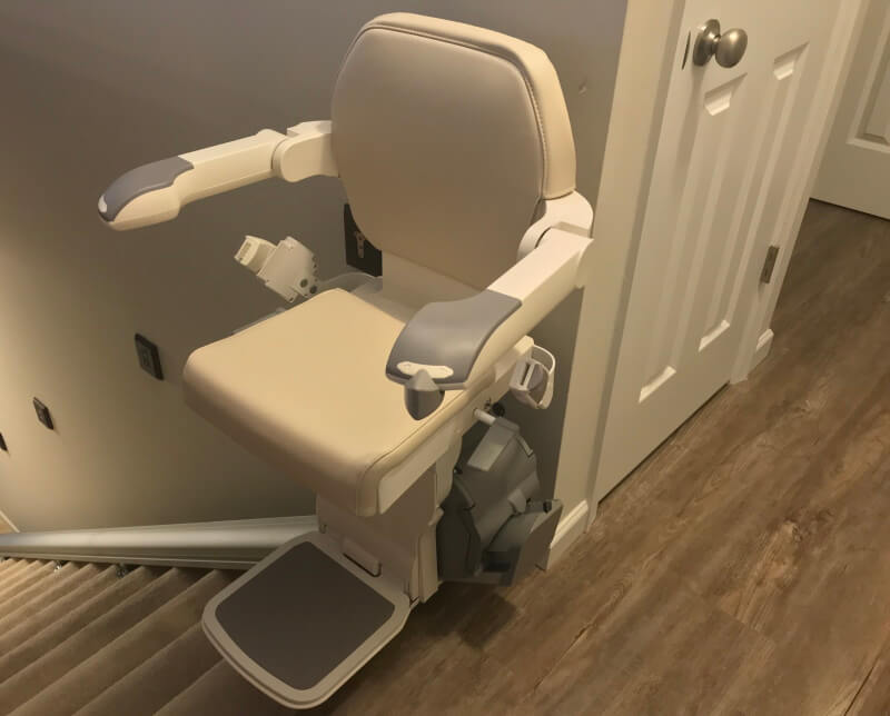 Brian Randolph and the Amramp St. Louis team installed this stairlift for a client in Wentzville, MO so she could access her basement quilting area.