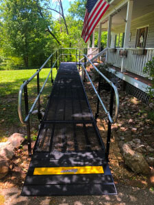 Amramp of Birmingham, AL installed this wheelchair ramp over a set of preexisting set of stairs for a customer located in Clanton, AL.